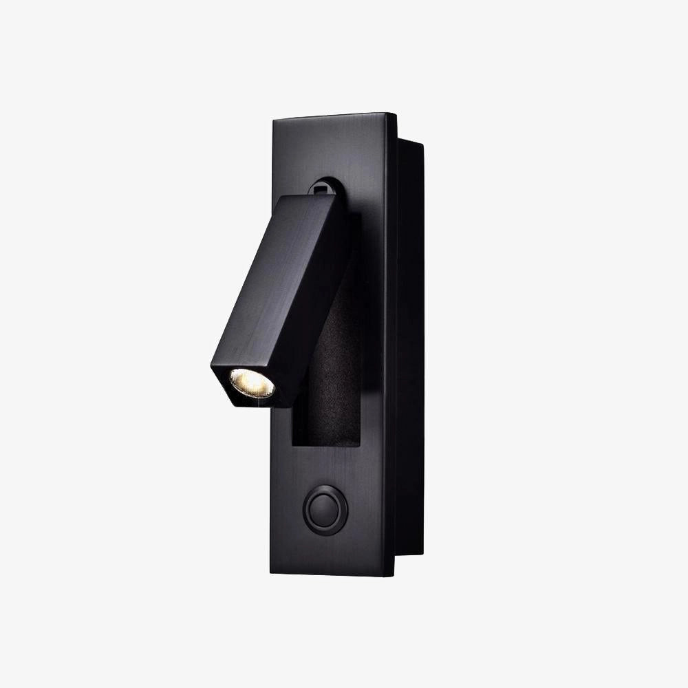 Modern adjustable black LED wall light with weather-resistant design and motion sensor, mounted on a wall.