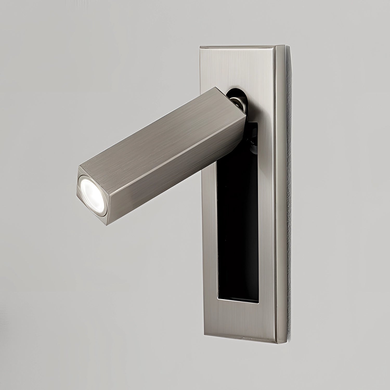 Modern adjustable black LED wall light with a motion sensor, weather-resistant, set of 2, nickel finish, cool white light, rectangular shape, dimensions Dia 5cm x H 15.5cm.