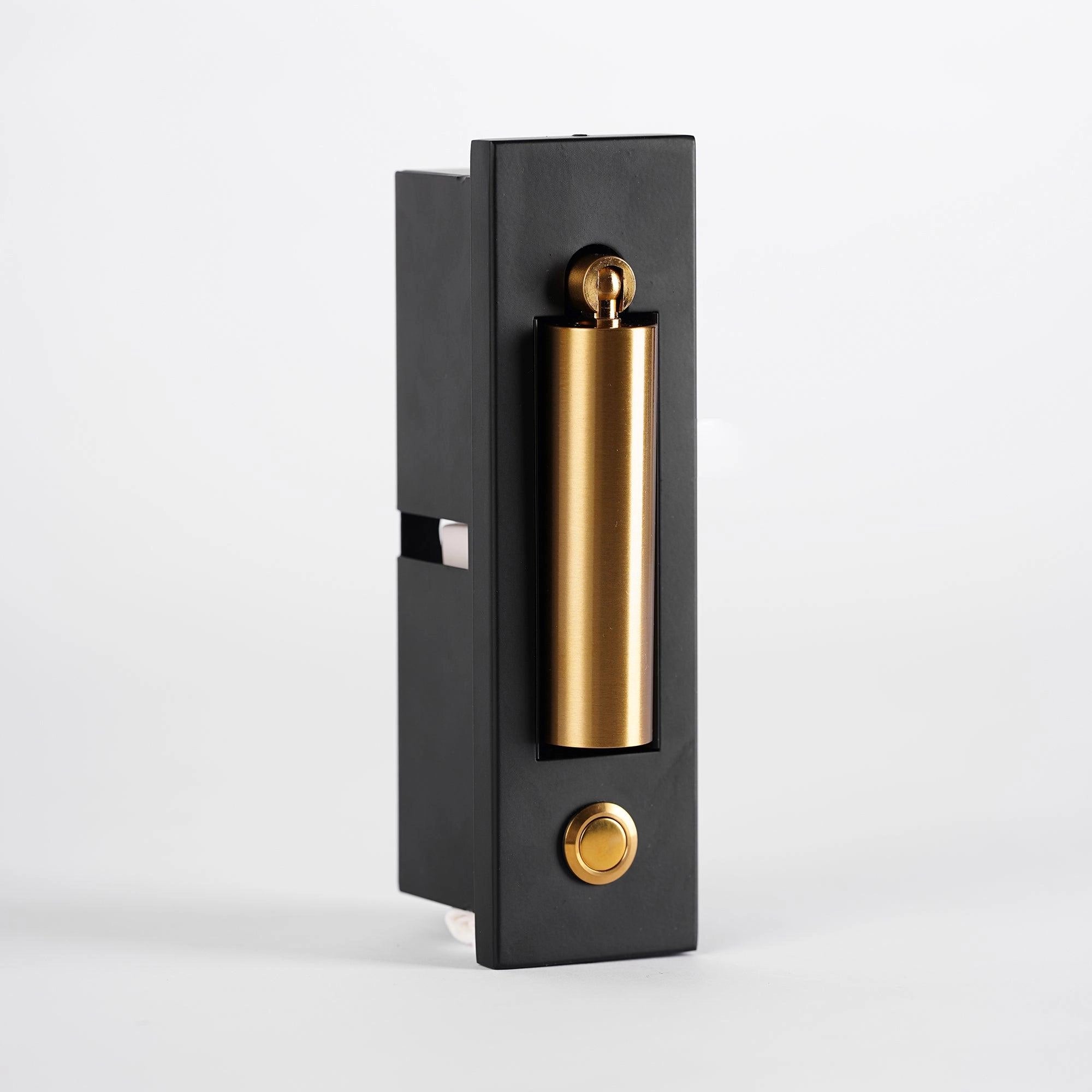 Modern Adjustable LED Wall Light in black, weather-resistant with motion sensor, featuring a sleek cylindrical design.