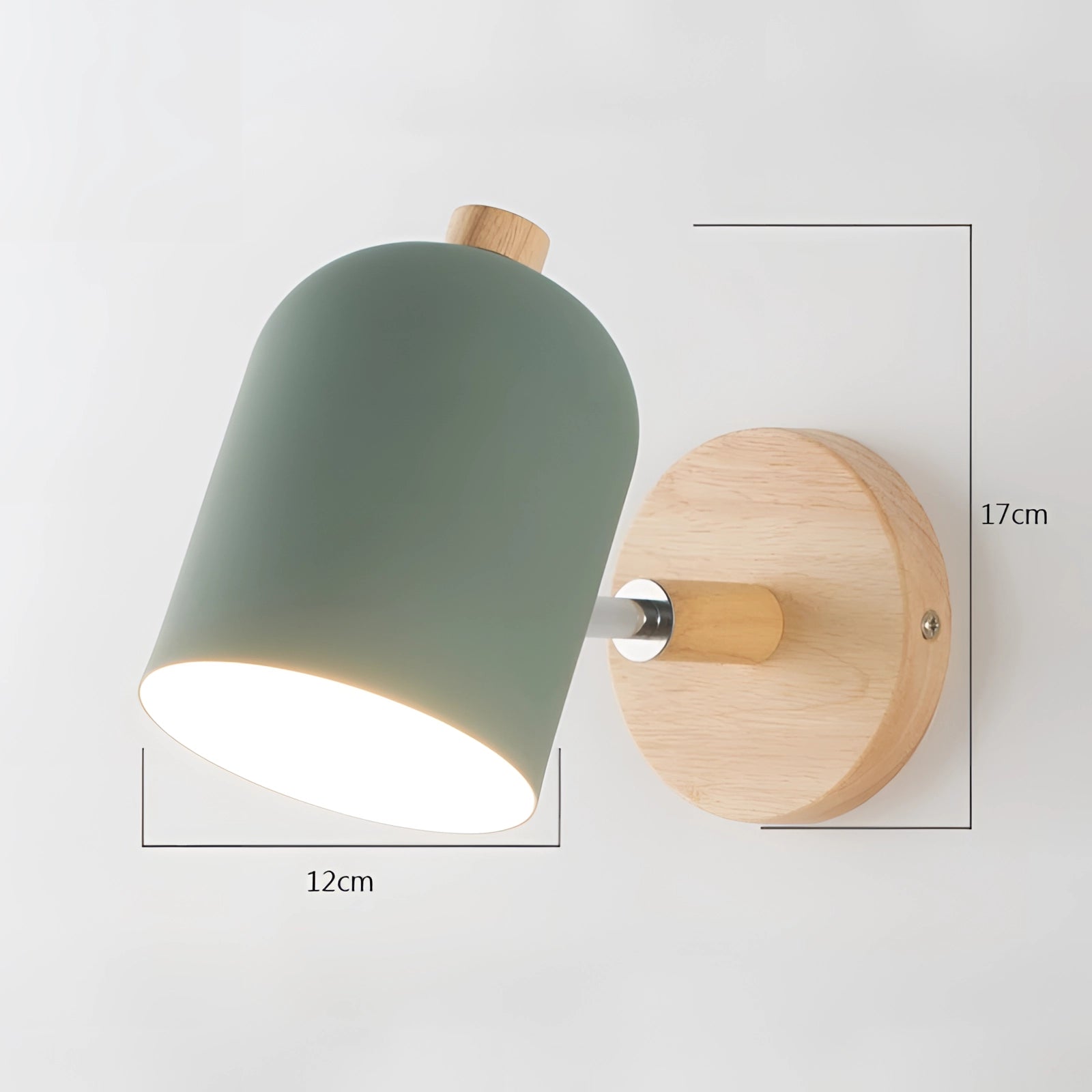 Modern adjustable Scandinavian wall sconce featuring a minimalist design with a circular wooden base and metal accents. The light fixture is crafted from plywood with a wood stain finish, suitable for ceiling or wall mounting.