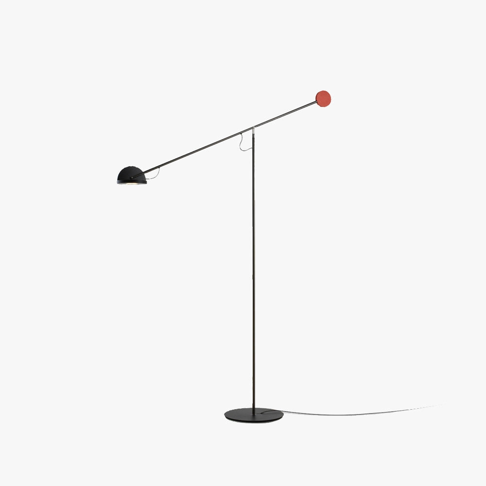 Modern arc floor lamp with a sleek black finish, featuring an adjustable design and a contemporary look, suitable for designer home interiors.