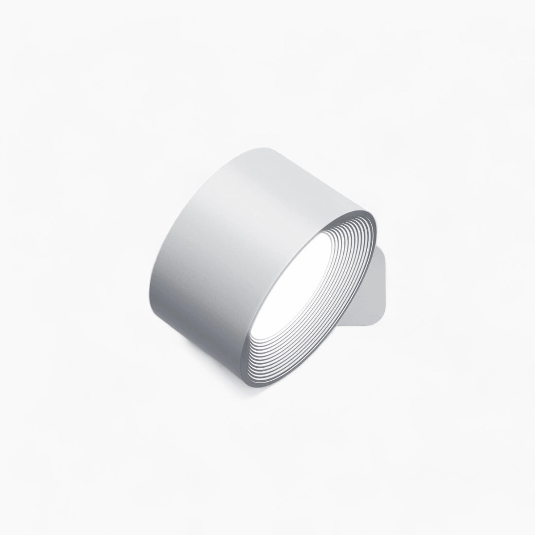 Modern white adjustable LED spotlight with a minimalist wall-mounted design, featuring a cylindrical shape and sleek metal finish.