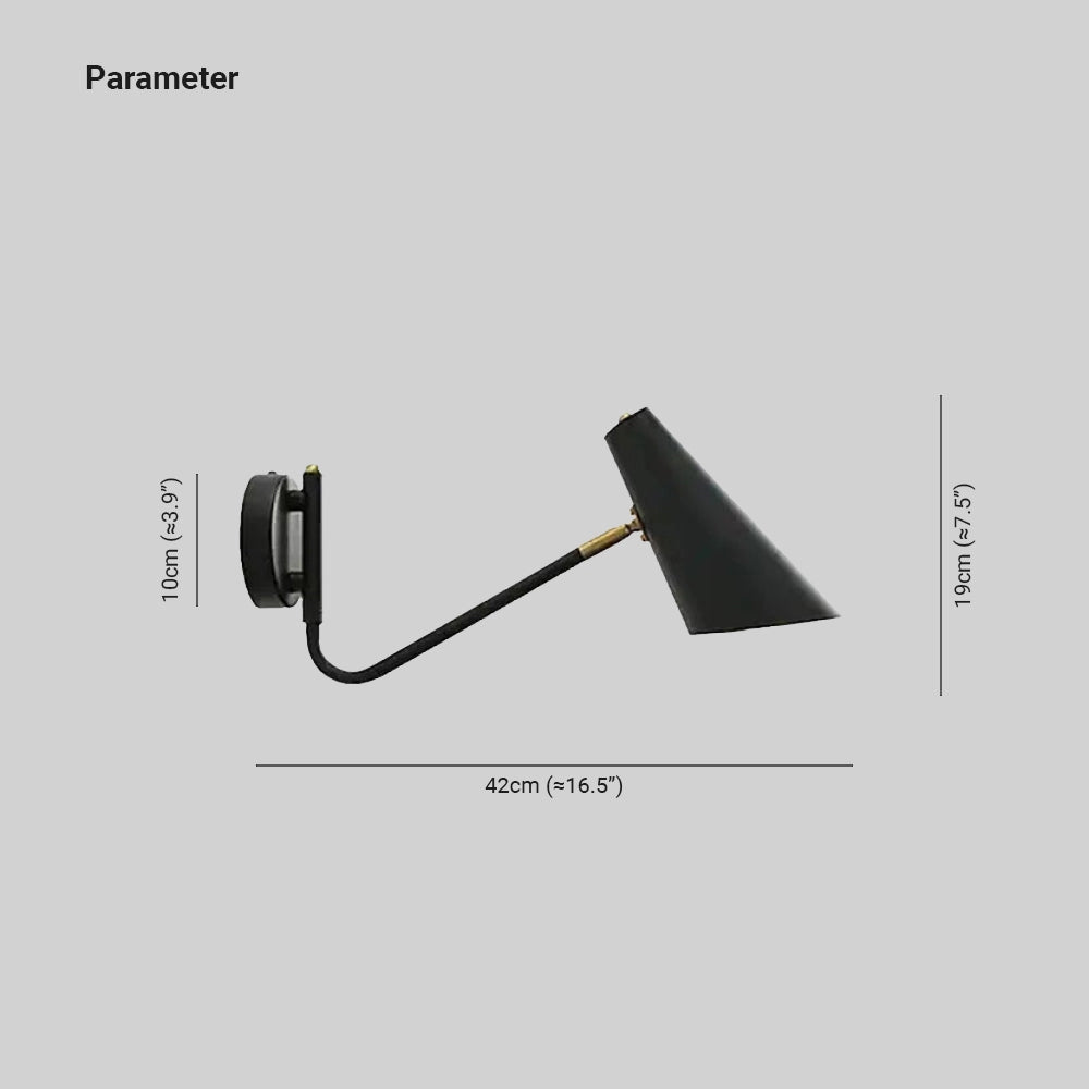 Modern black adjustable wall sconce with a minimalist industrial design, featuring a sleek circular base and adjustable arm suitable for accentuating interior spaces.