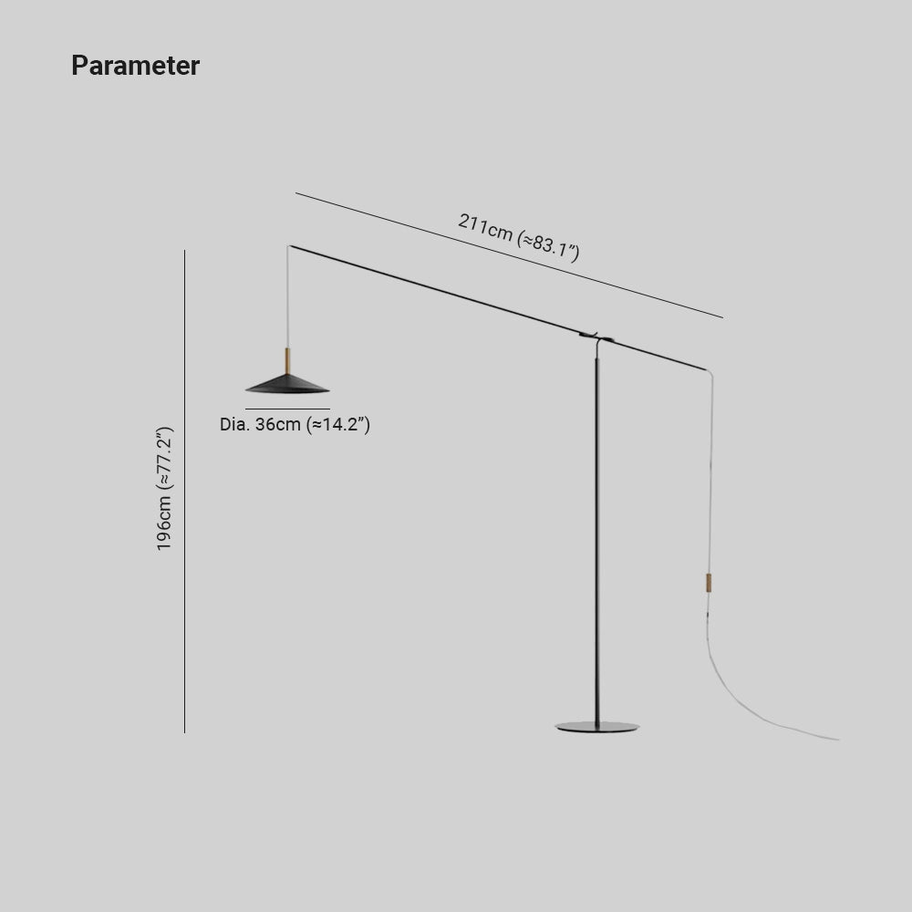Modern black and gold adjustable floor lamp with a sleek, minimalist design featuring clean lines and geometric accents.