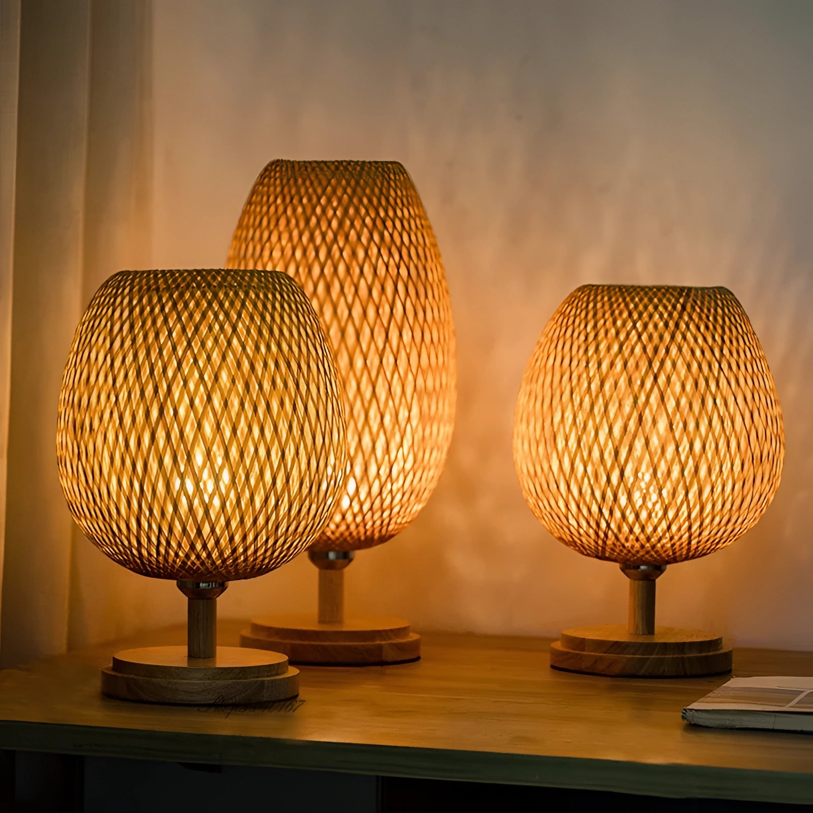 Modern Boho Rattan Bedside Lamp - Eco-Friendly Artisan Decor
