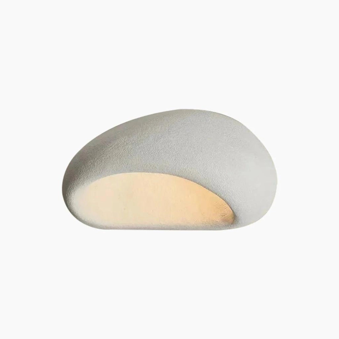 Modern white ceiling lamp with a minimalist design featuring a 52cm diameter and a sleek metal finish, providing warm ambient lighting in an oval or cylindrical shape, enhancing contemporary interiors.