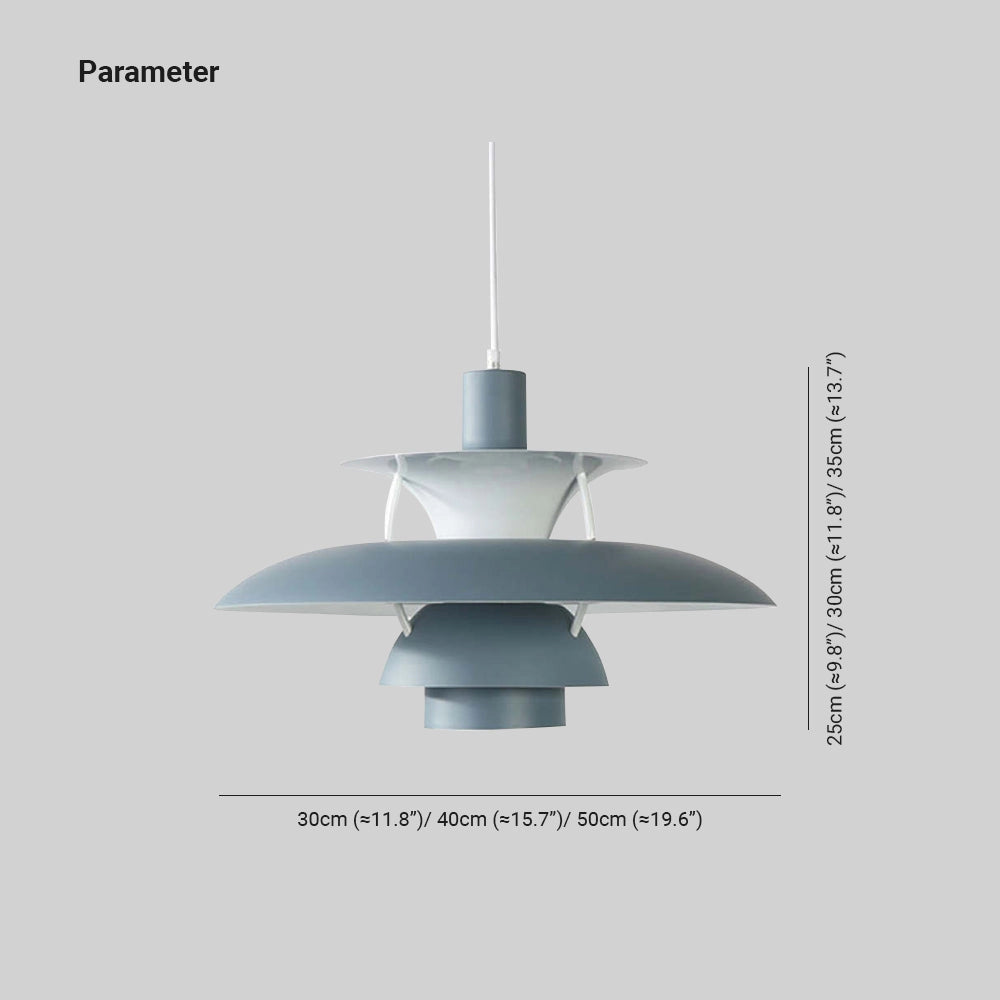 Modern colorful pendant lighting with a Scandinavian design featuring a multi-tiered structure, suspended from the ceiling. The light fixture showcases an artistic and contemporary style, ideal for adding a stylish touch to any space.