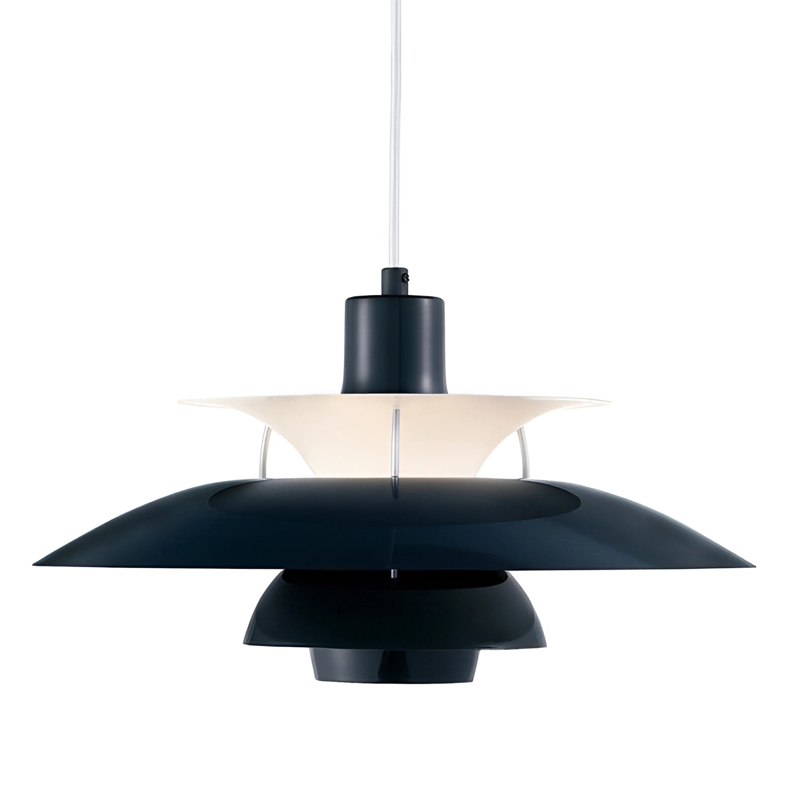 Modern Scandinavian design multi-tiered pendant lighting in pure black with a diameter of 50CM, featuring a warm white light. The fixture is suspended from the ceiling and showcases artistic, tree-like elements.