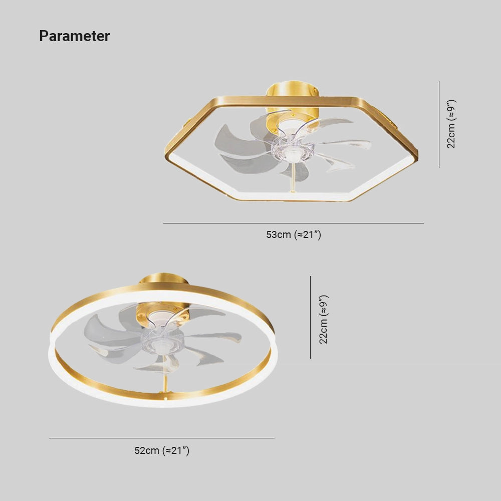 Modern Crystal LED Floral Ceiling Fan with intricate design and light kit, featuring a blend of geometric patterns including circles and triangles, likely with a stylish and contemporary aesthetic.