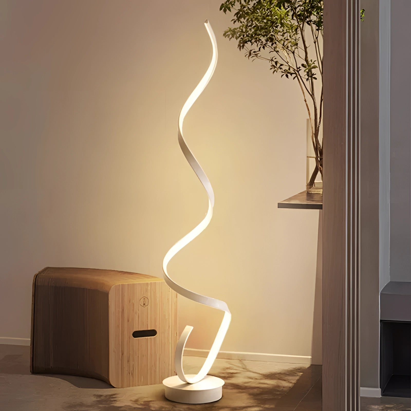 Modern Curved LED Floor Lamp - Spiral Wave Design Light