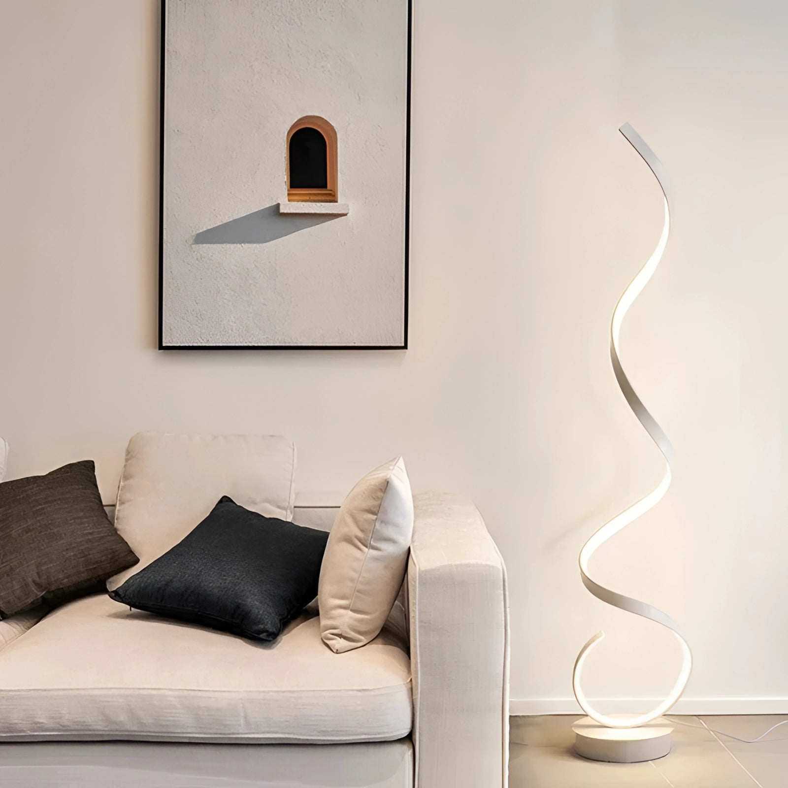 Modern Curved LED Floor Lamp - Spiral Wave Design Light
