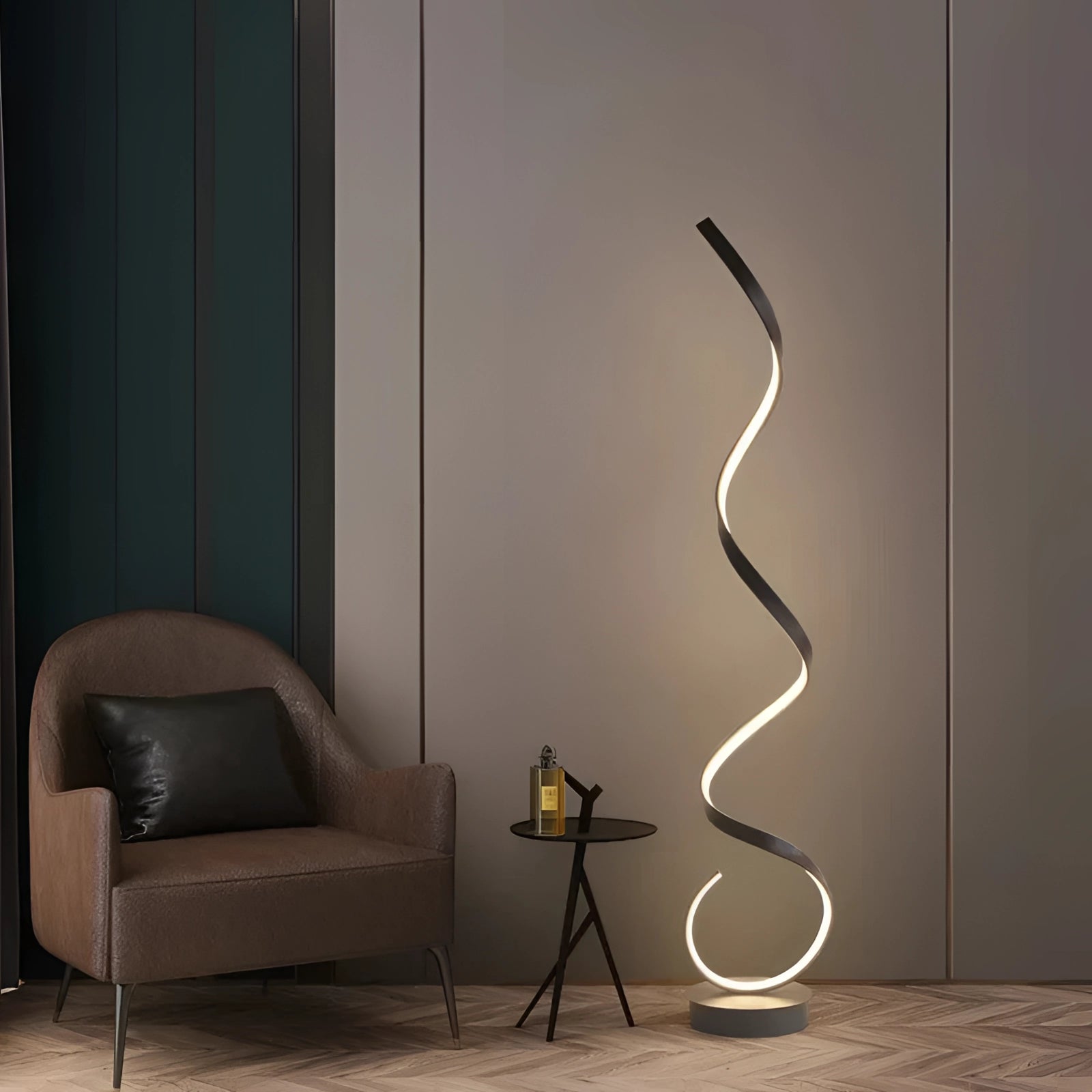 Modern Curved LED Floor Lamp - Spiral Wave Design Light
