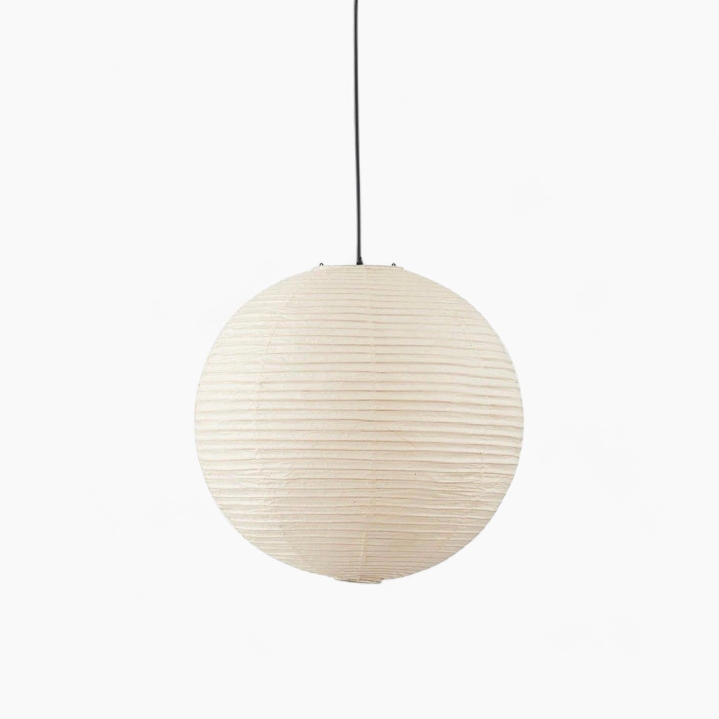Modern designer paper lantern pendant in white, measuring 80 x 80 cm, featuring a minimalist design with ambient lighting, hanging as a ceiling fixture.