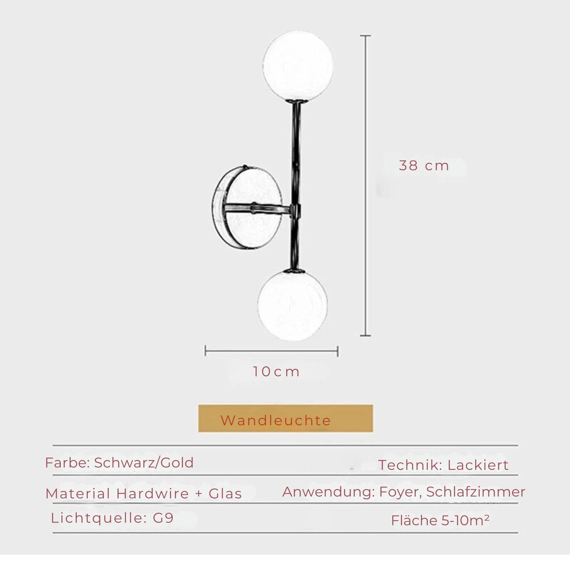 Modern double globe wall sconce with minimalist design featuring LED lighting, perfect for bedroom ambiance. The fixture includes two spherical glass shades mounted on a sleek, transparent frame.