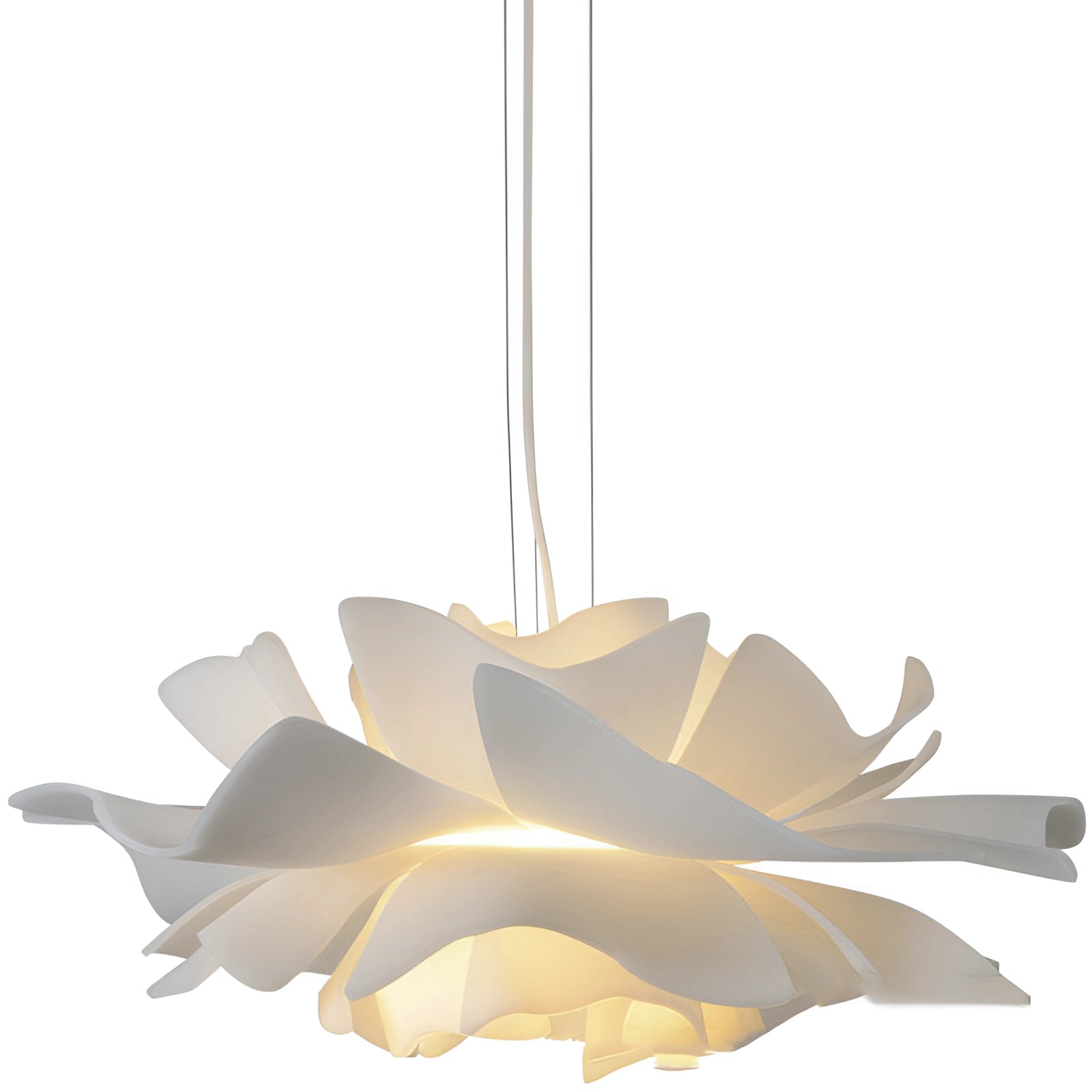 Modern flower-shaped pendant light with floral design, 60CM chandelier, featuring petal-like elements and intricate artistic details.