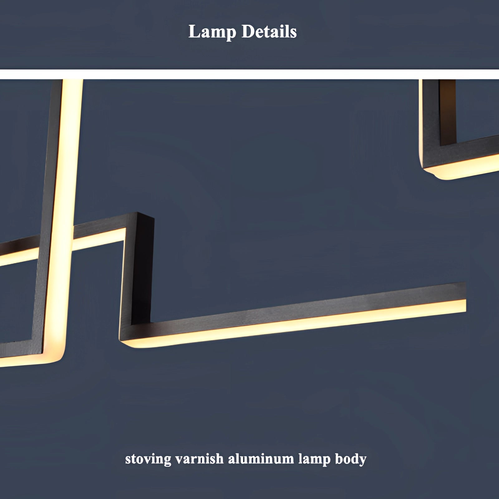Modern geometric chandelier with a luxury LED pendant light design, featuring sleek metal elements and rectangular shapes in an electric blue finish.