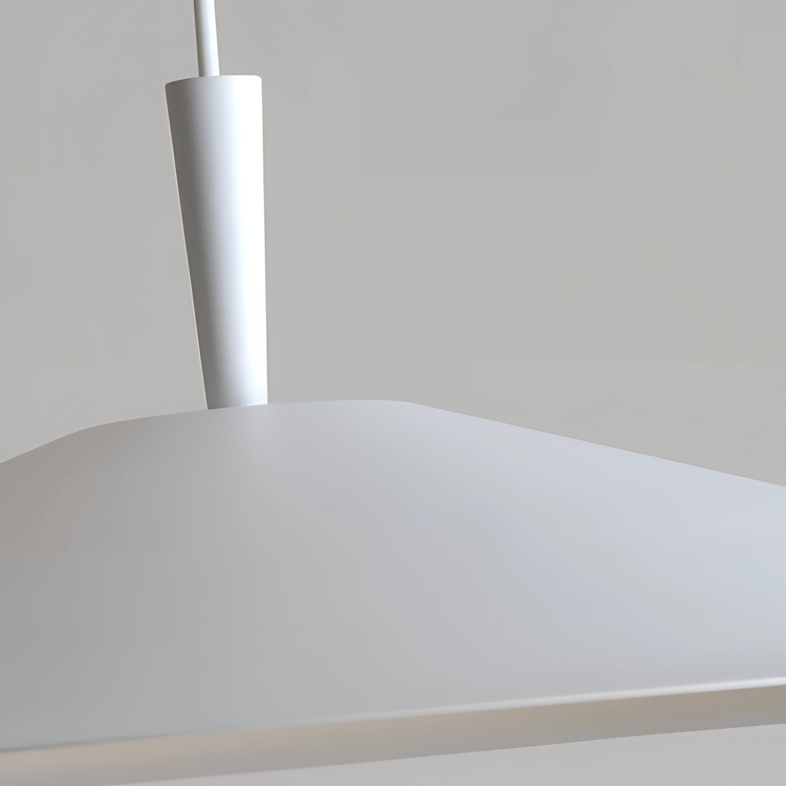 Modern geometric LED pendant light fixture with a minimalist design, featuring a rectangular and cylindrical shape, made of wood and metal materials, suspended from the ceiling.