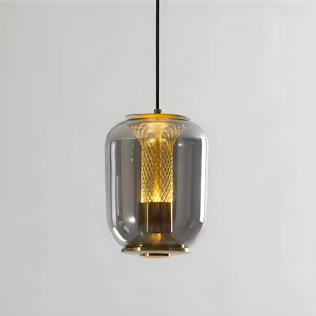 Modern glass LED pendant light with a minimalist design in cool white, featuring a sleek rectangular ceiling fixture.