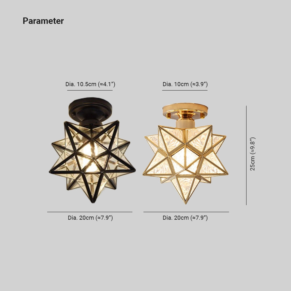 Modern gold geometric star-shaped ceiling light with a luxurious pendant design, featuring symmetrical patterns and metallic elements.