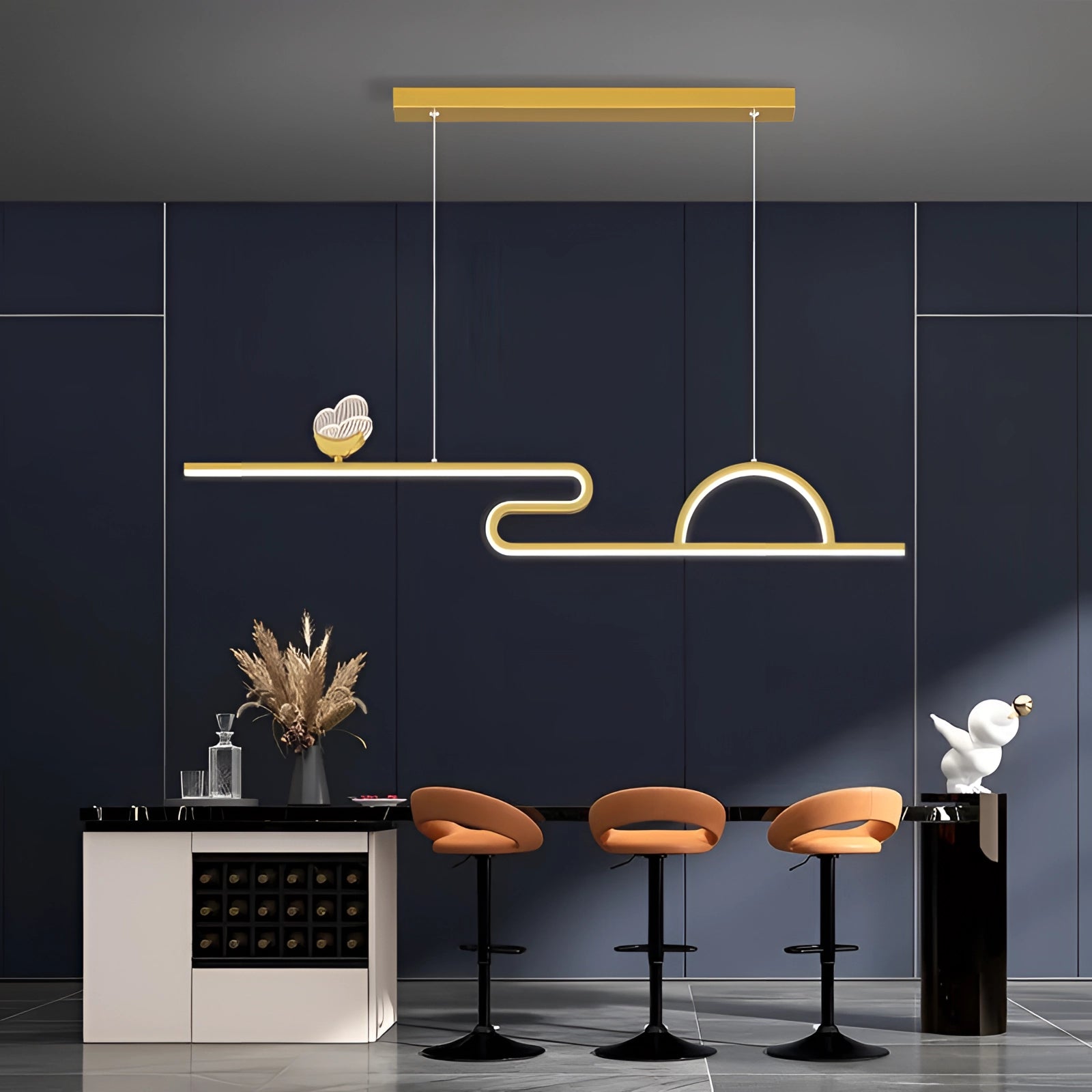 Modern Gold Wave Pendant Light - Luxury Minimalist Kitchen Fixture