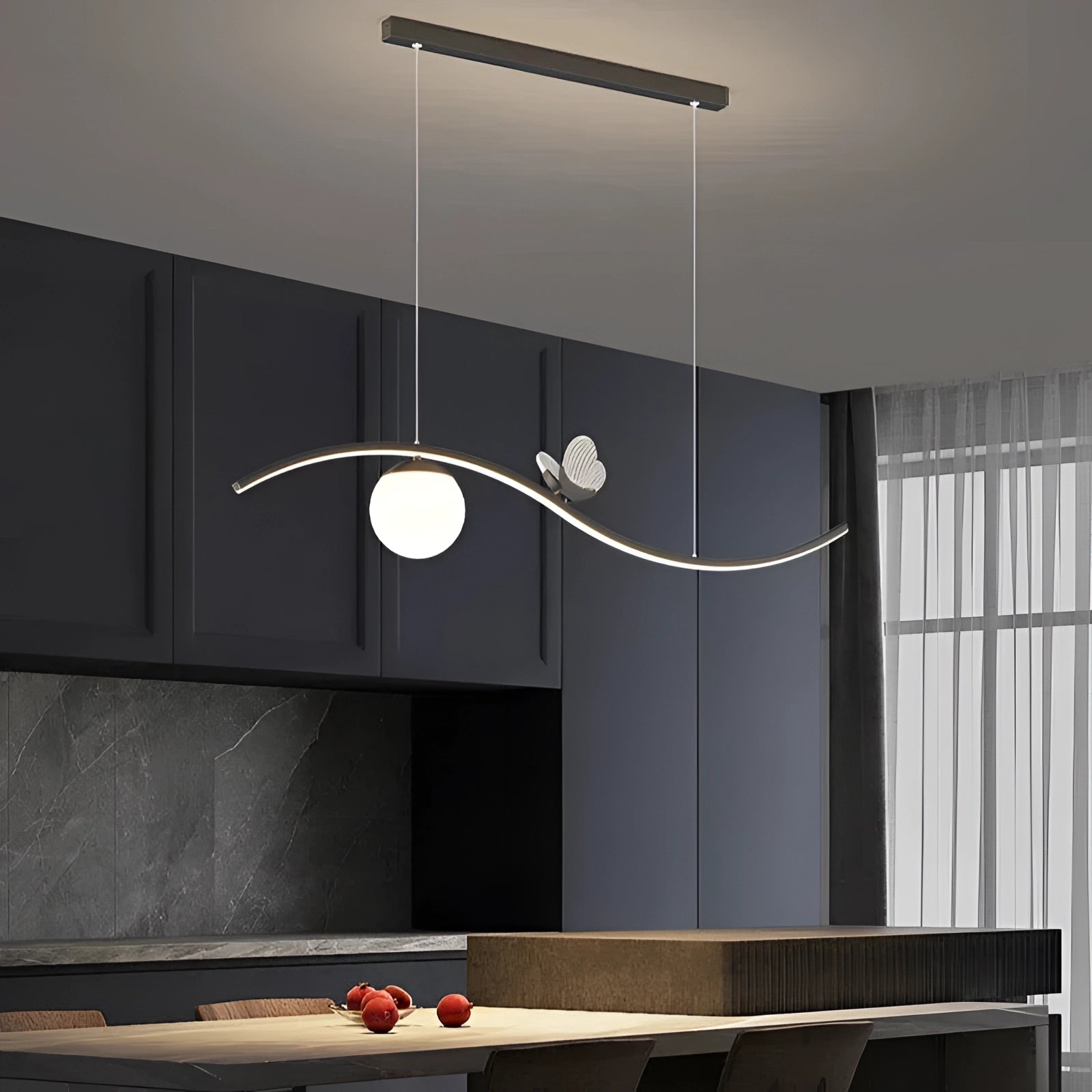Modern Gold Wave Pendant Light - Luxury Minimalist Kitchen Fixture