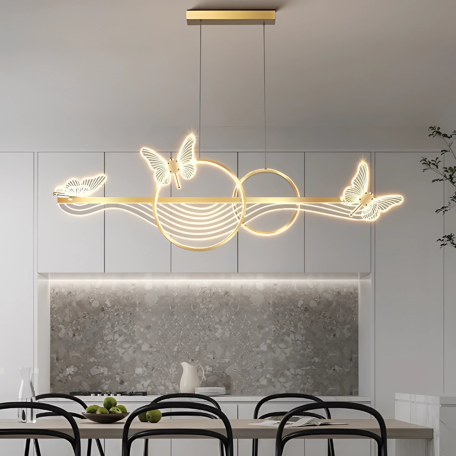 Modern Gold Wave Pendant Light - Luxury Minimalist Kitchen Fixture
