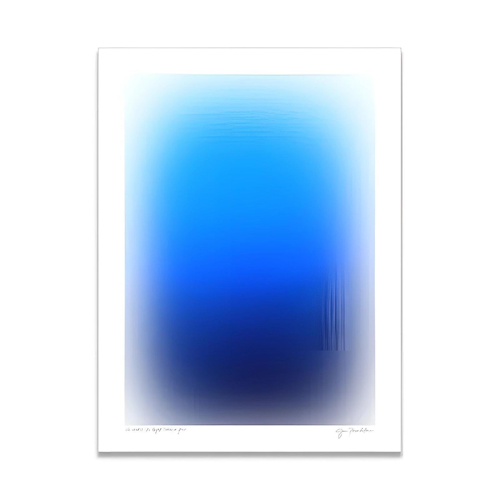 Orange and blue gradient wall art canvas in a minimalist design, featuring rectangular and parallel shapes with blueprint-inspired elements, sized 50x70cm.