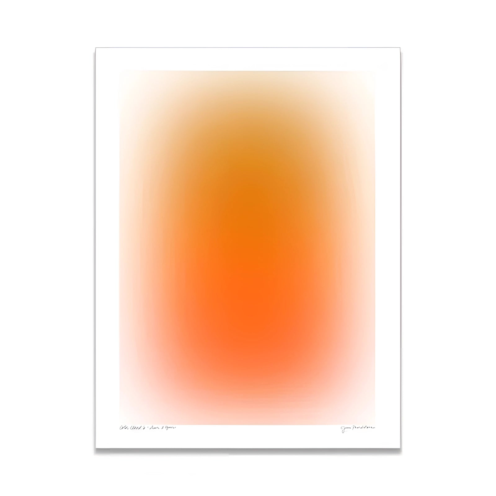 Orange and blue gradient wall art on canvas in a minimalist design, featuring rectangular and square patterns with amber and peach tones. The print is sized at 50x70cm.