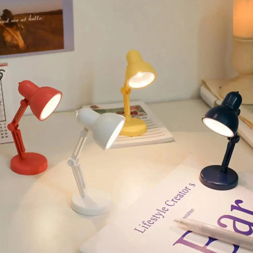 Modern LED black desk lamp with adjustable arm placed on a minimalist white desk in a well-designed interior setting, featuring a sleek chair and smooth flooring.