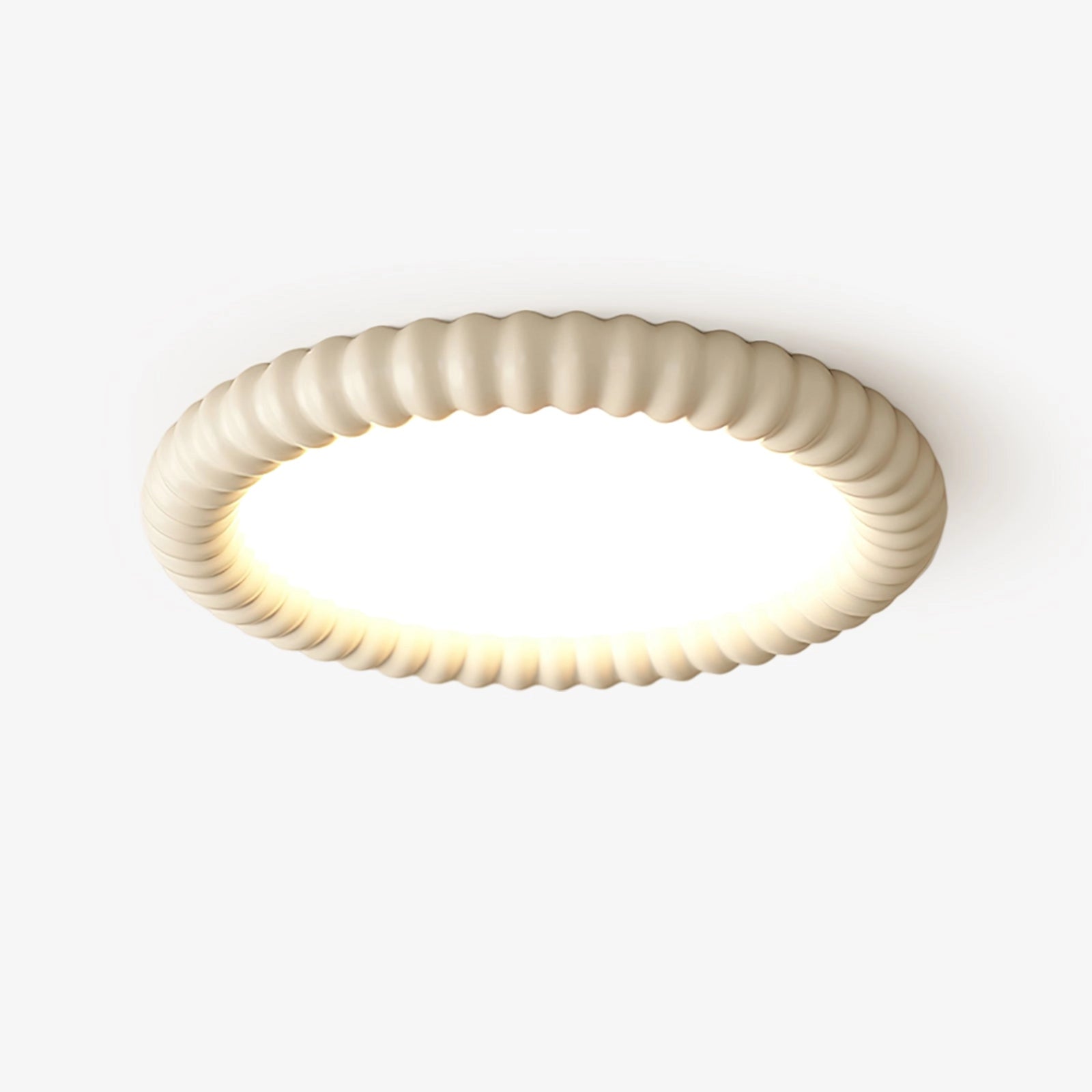 Modern LED ceiling light fixture mounted on the ceiling, featuring a circular design, energy-efficient LED bulbs, and a sleek metal finish.