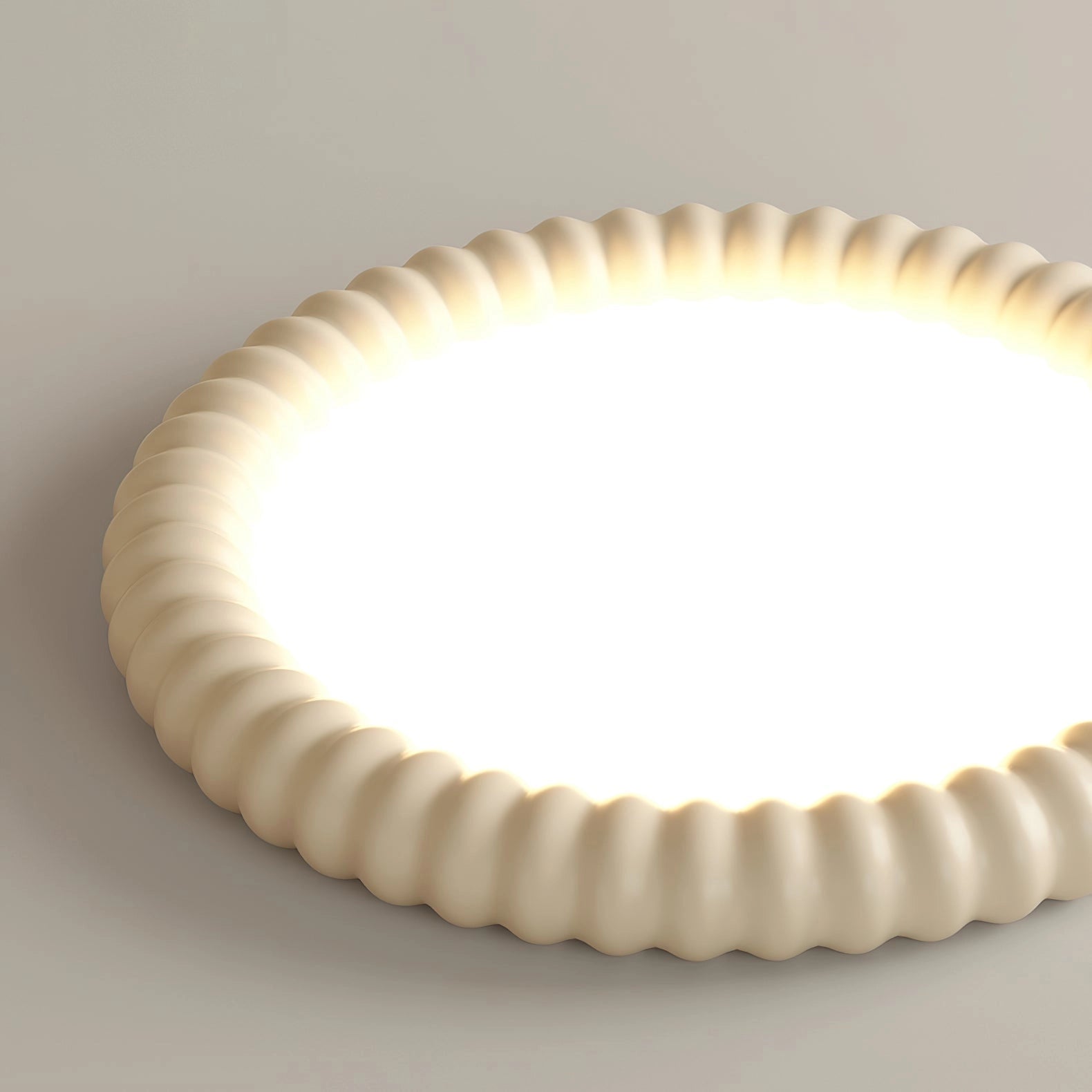 Modern LED ceiling light, dimmable and energy-efficient, mounted on a clean ceiling.