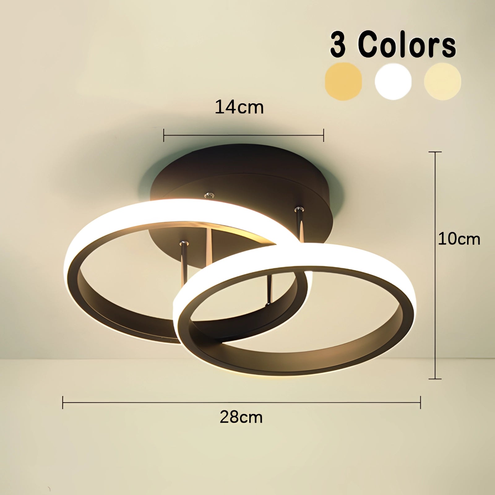 Modern LED ceiling light fixture with a circular design, featuring metal accents and a sleek, minimalist aesthetic.