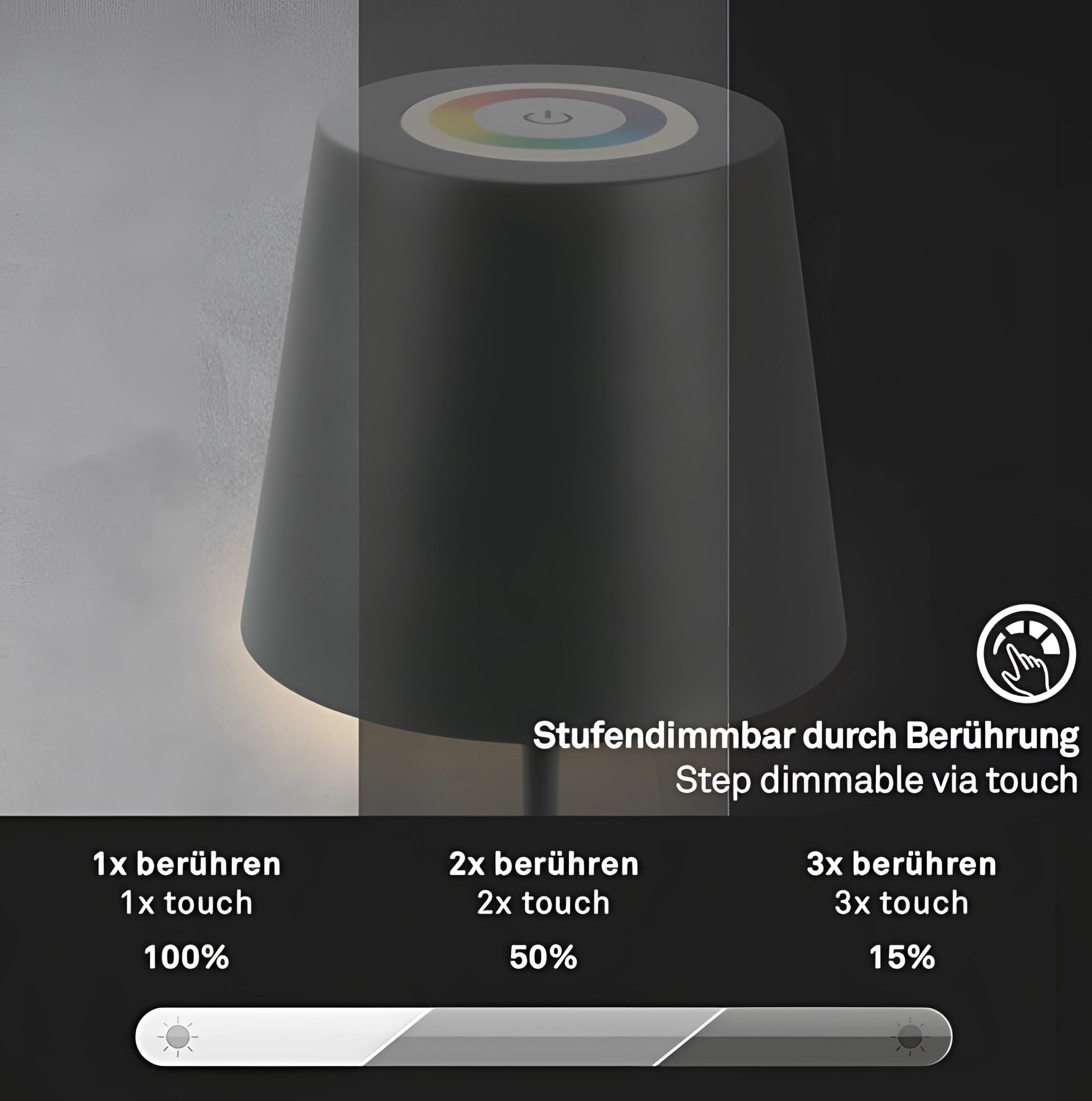 Modern LED Desk Lamp, Touch Control, Black, Energy Efficient