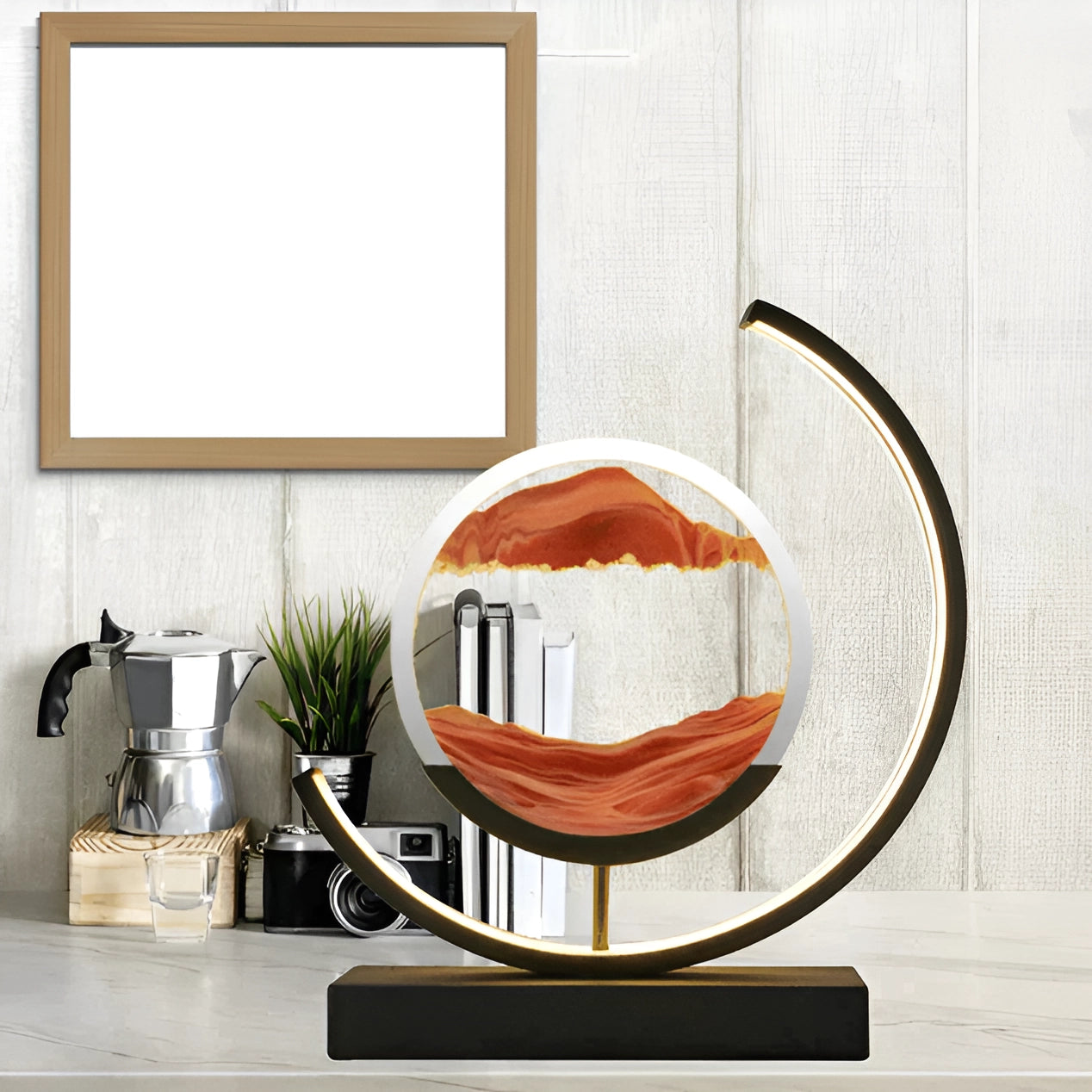 Modern LED Kinetic Sand Art Lamp - Circular Sculpture Decor