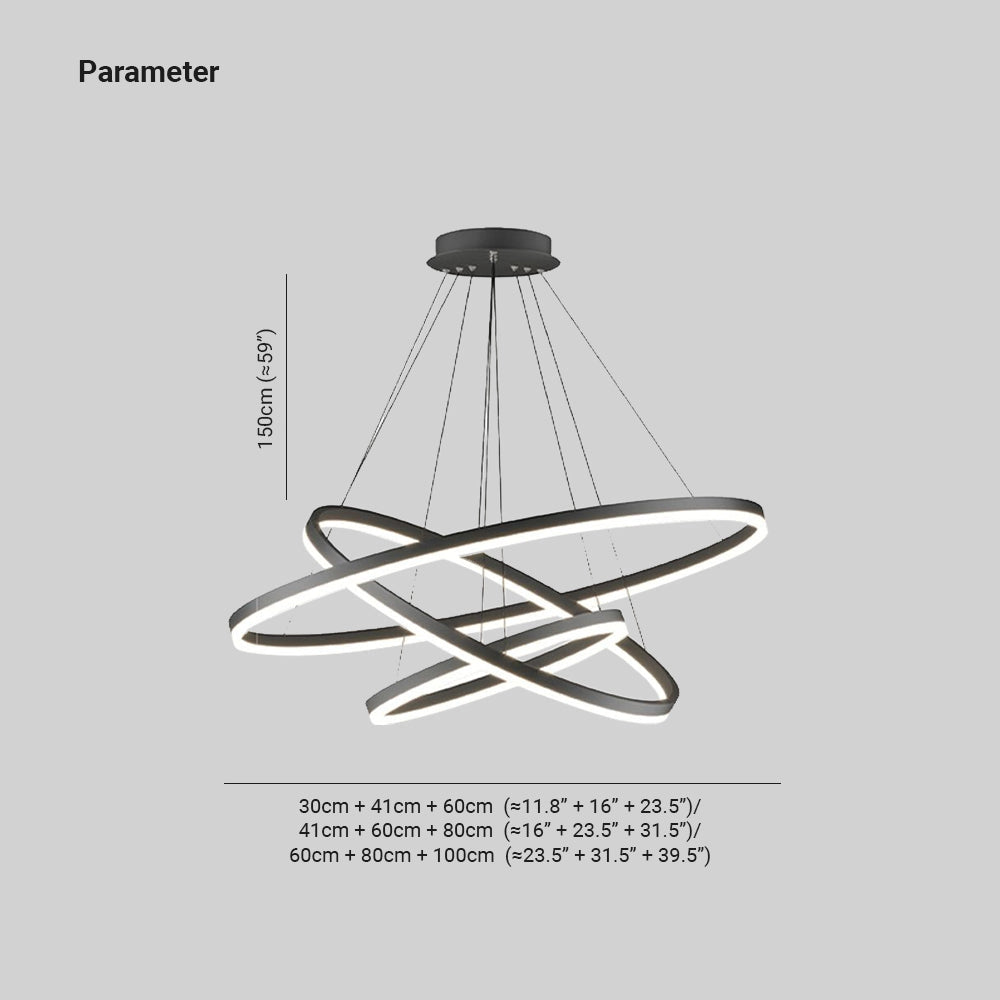 Modern LED pendant light featuring a circular chandelier with a unique orbit design, showcasing a blend of contemporary style and artistic elegance.
