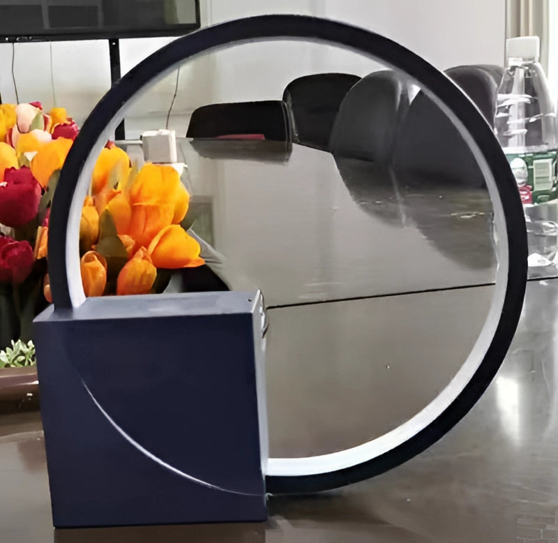 Modern LED Ring Desk Lamp with Digital Clock