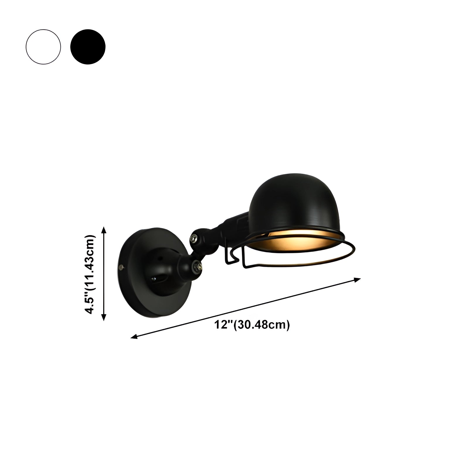 Modern matte black swing arm wall lamp with adjustable arm and industrial design, featuring a sleek, matte black finish.