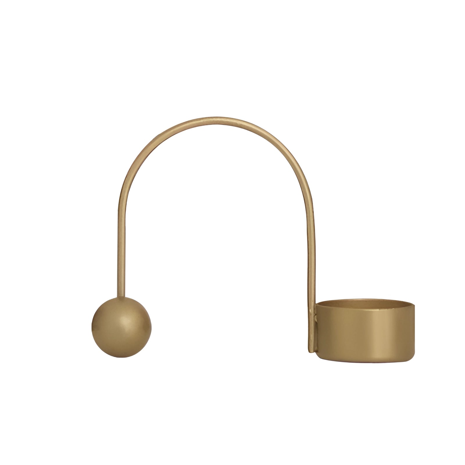 Modern minimalist brass candlestick with a sleek, cylindrical design in gold, measuring 0.75 inches in diameter, showcasing a unique and elegant approach to candle holders.