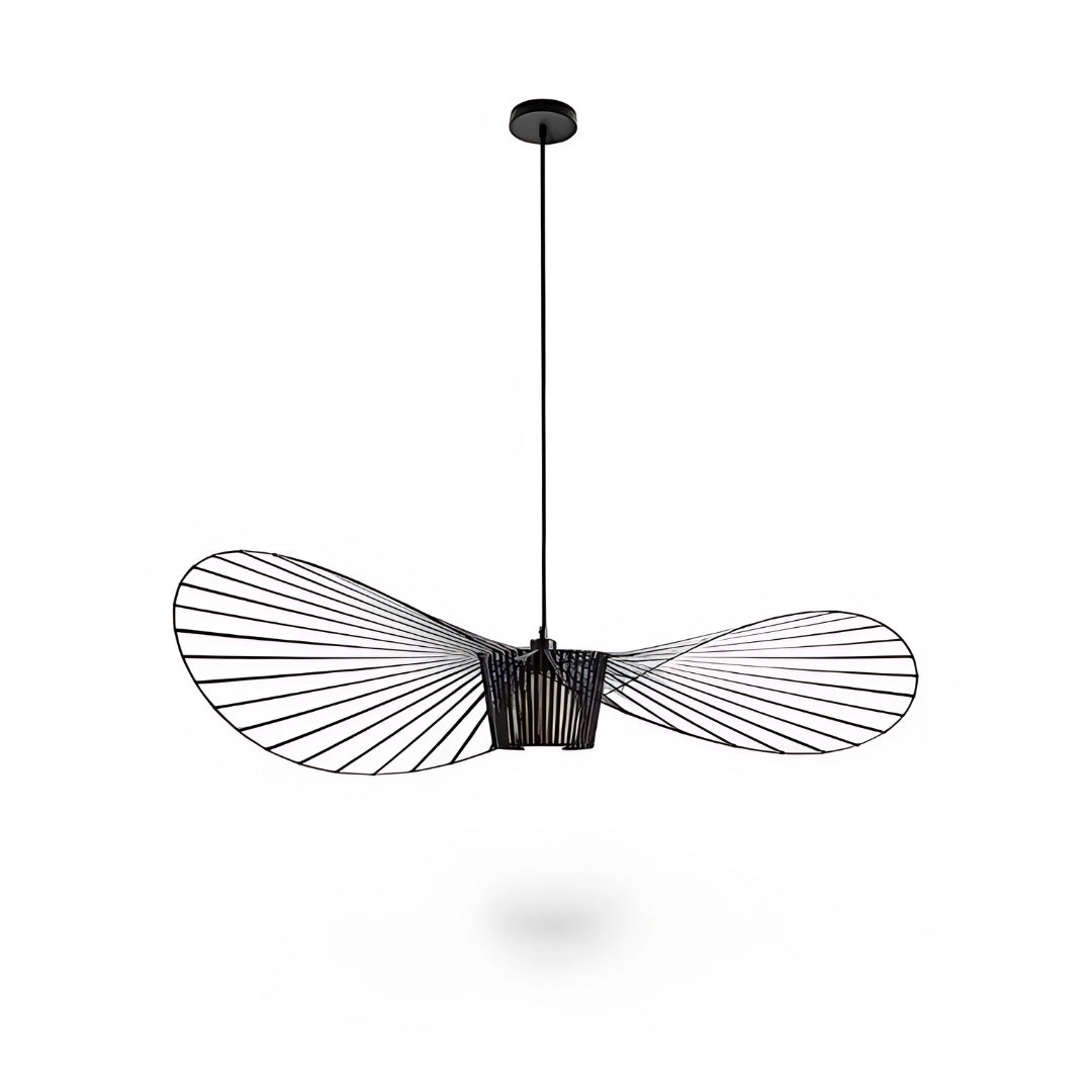 Modern minimalist ceiling fan with silent, black wing-shaped blades, measuring 100 cm in diameter, featuring a sleek and contemporary design.