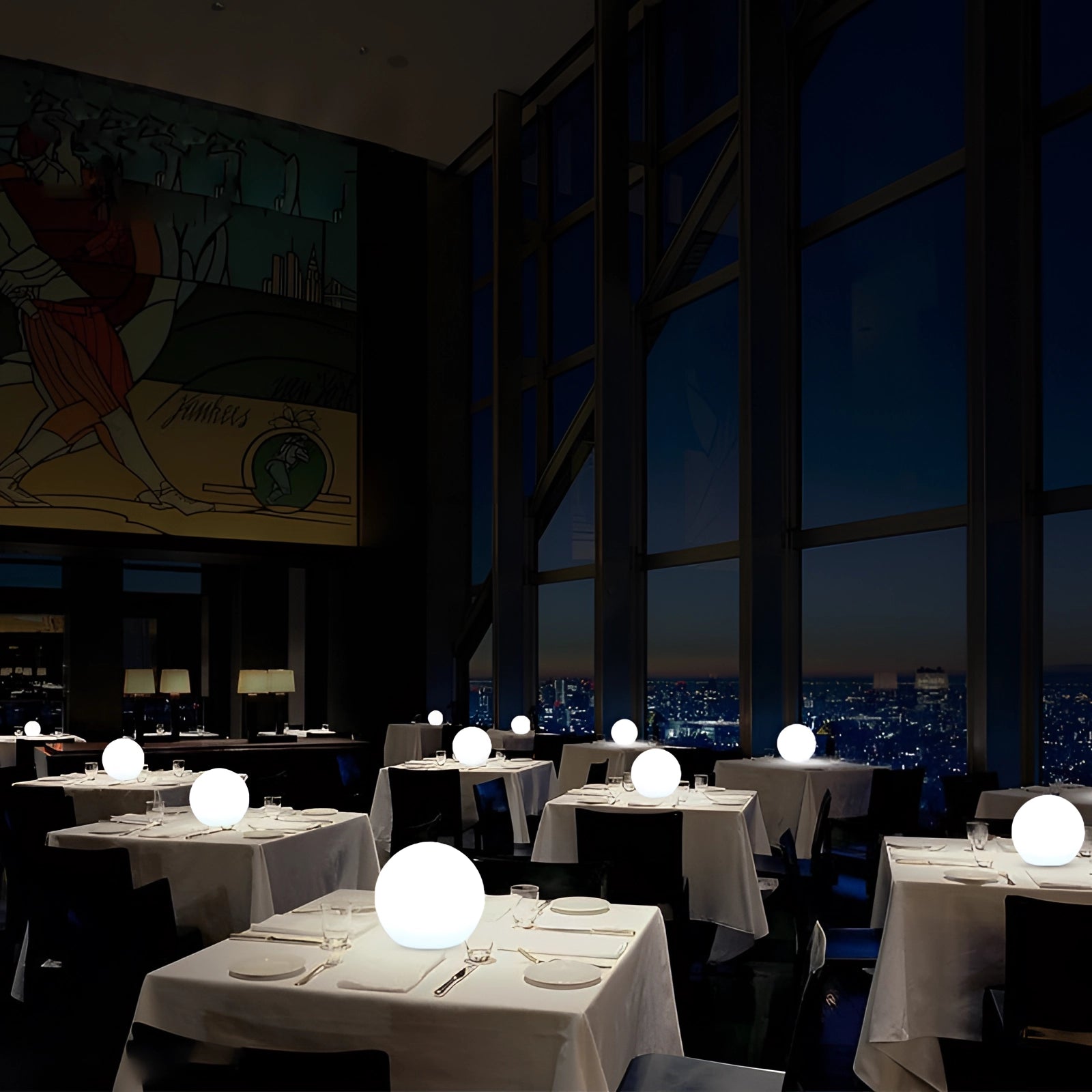 Modern Minimalist LED Globe Lamp on a table in a stylish interior setting.