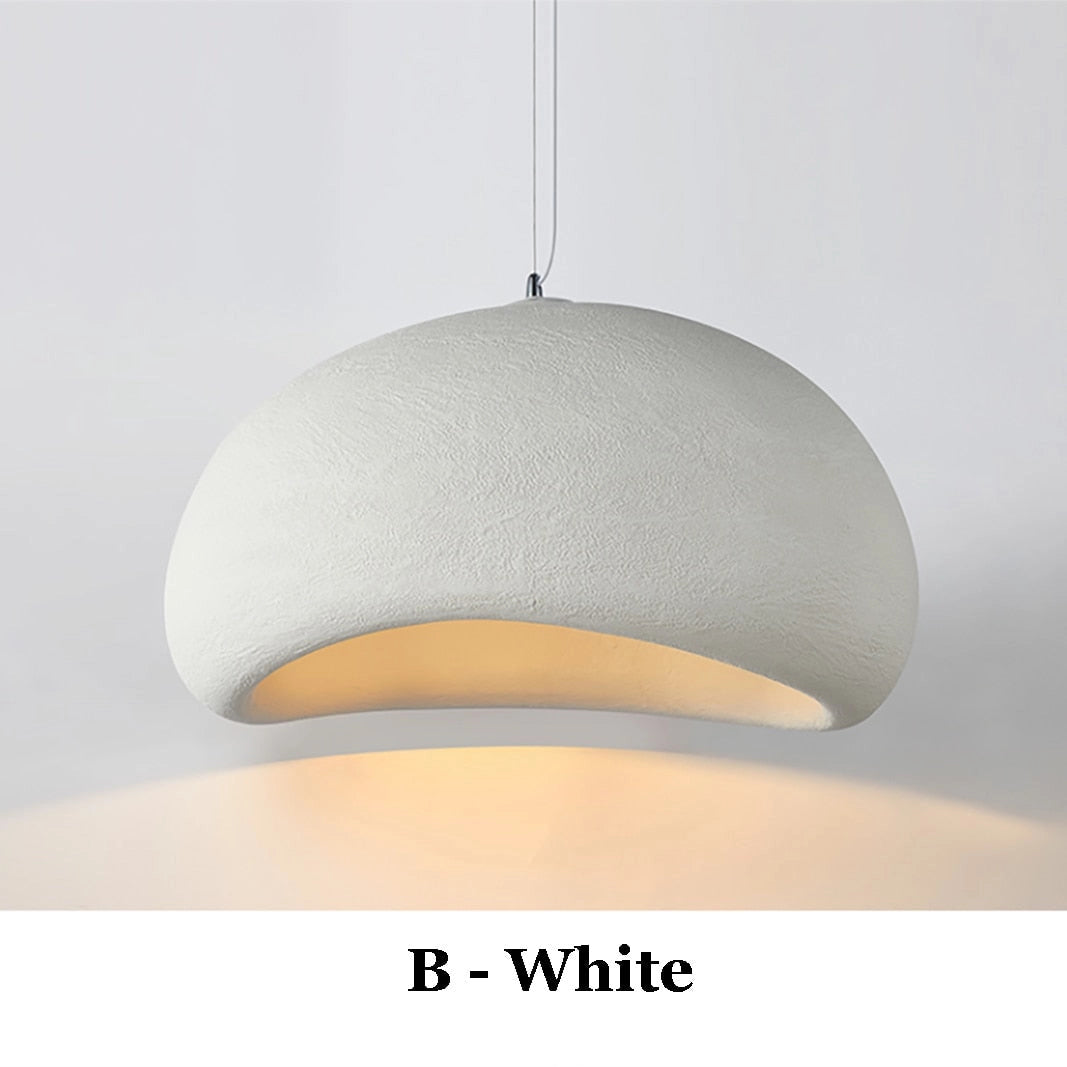 Modern minimalist pendant light with a Scandinavian design, featuring a large circular white shade, measuring 60cm in diameter and 150cm in height, emitting a warm white glow, suitable for kitchen ceilings.
