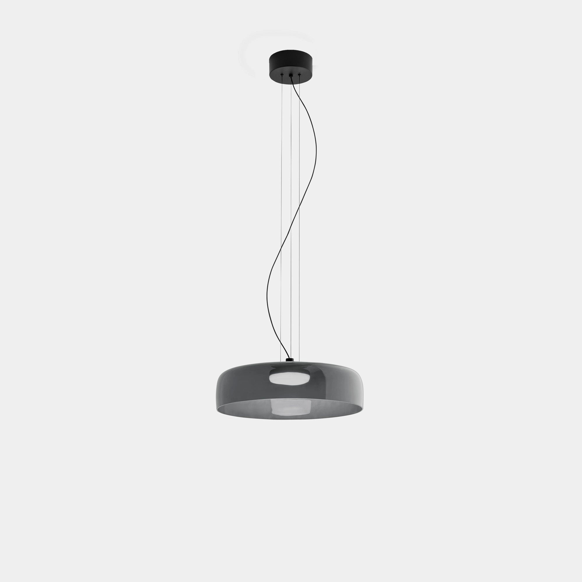 Modern multi-colored glass pendant light with a contemporary design, featuring a circular shape and hanging as a ceiling fixture.