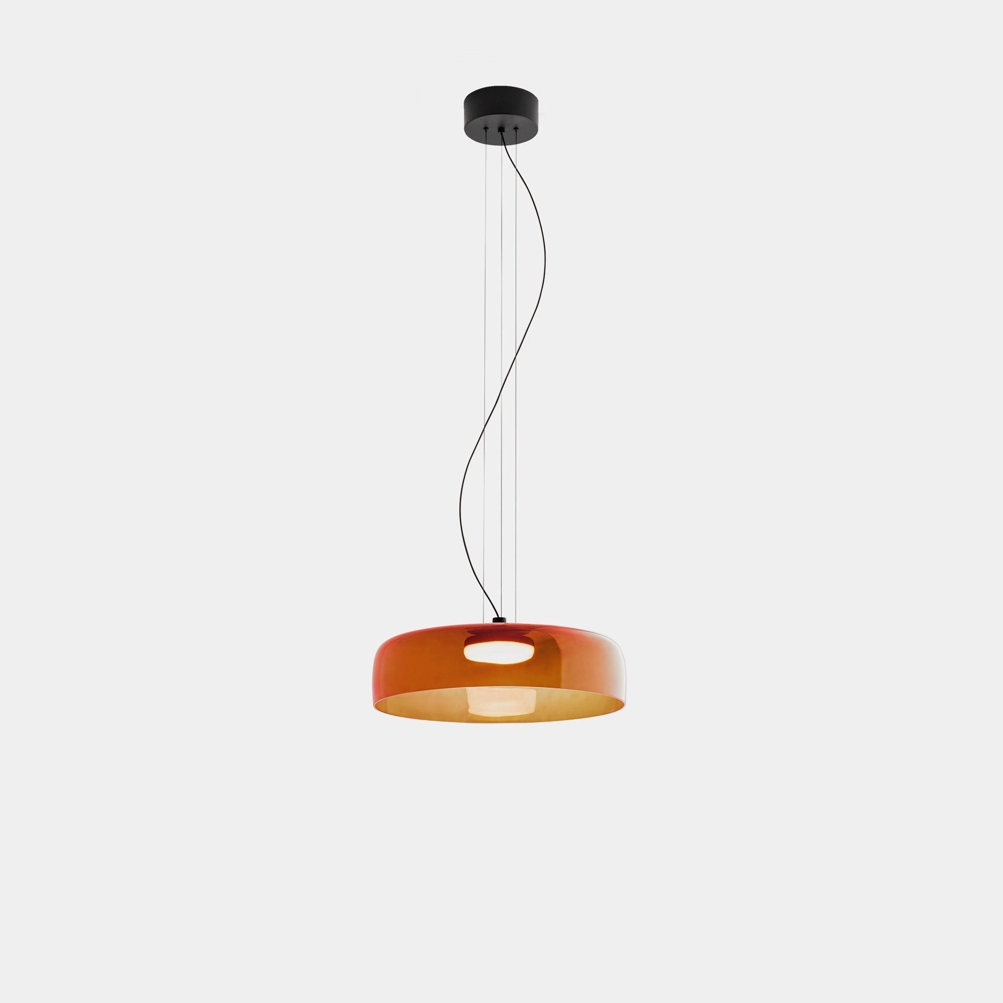 Modern multi-colored glass pendant light featuring a sleek contemporary design with vibrant, candy apple red and other hues, showcasing its artistic and decorative appeal as a stylish lighting fixture.