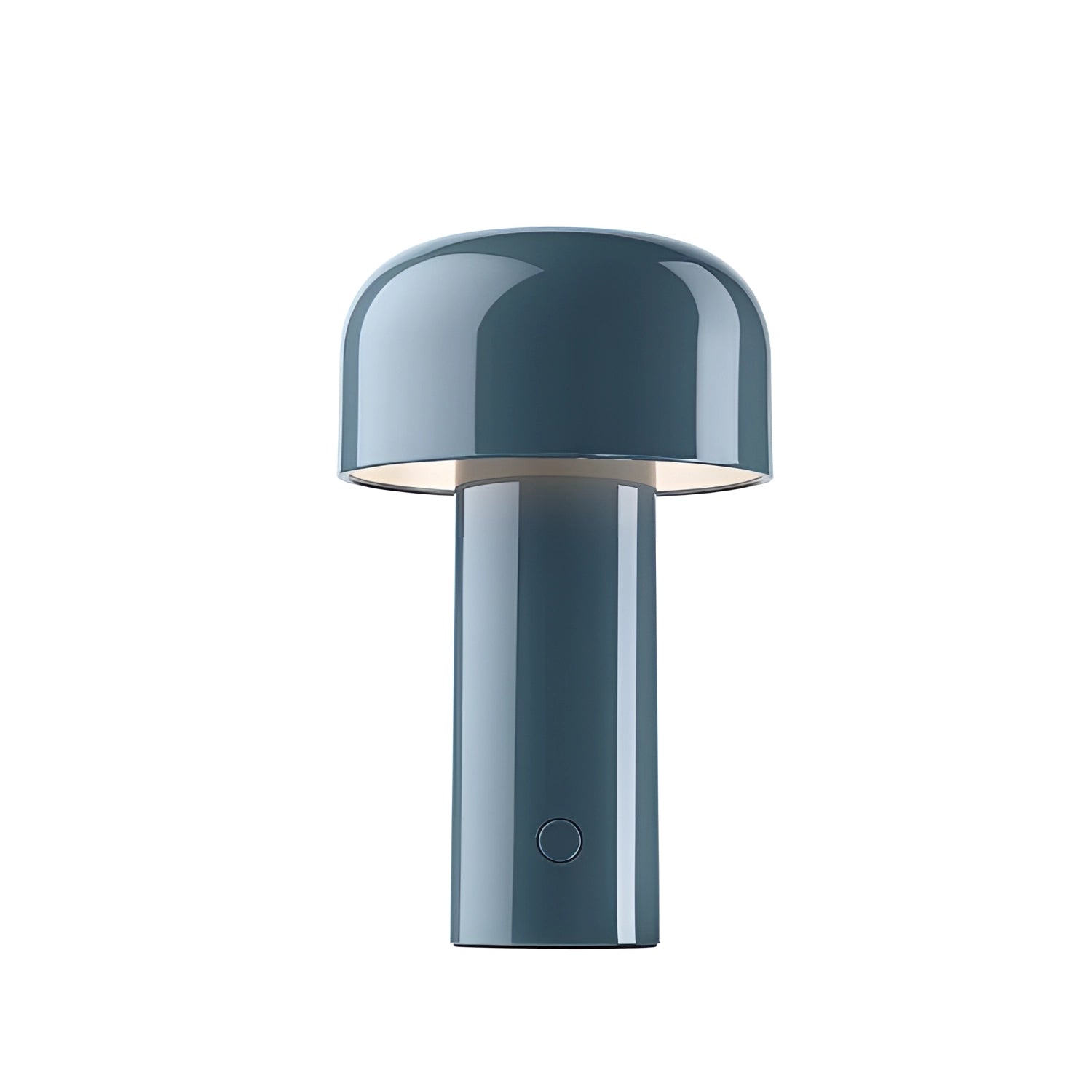 Modern portable wireless LED lamp with a sleek design in electric blue, featuring touch control and a cylindrical shape.
