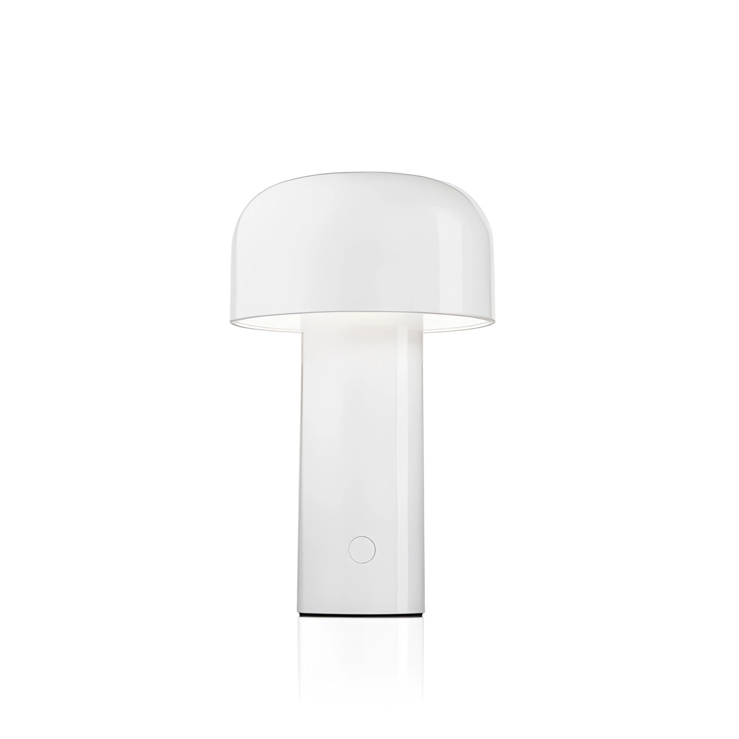Modern portable wireless LED lamp with a sleek rectangular design in white, featuring touch control, shown illuminating a space.