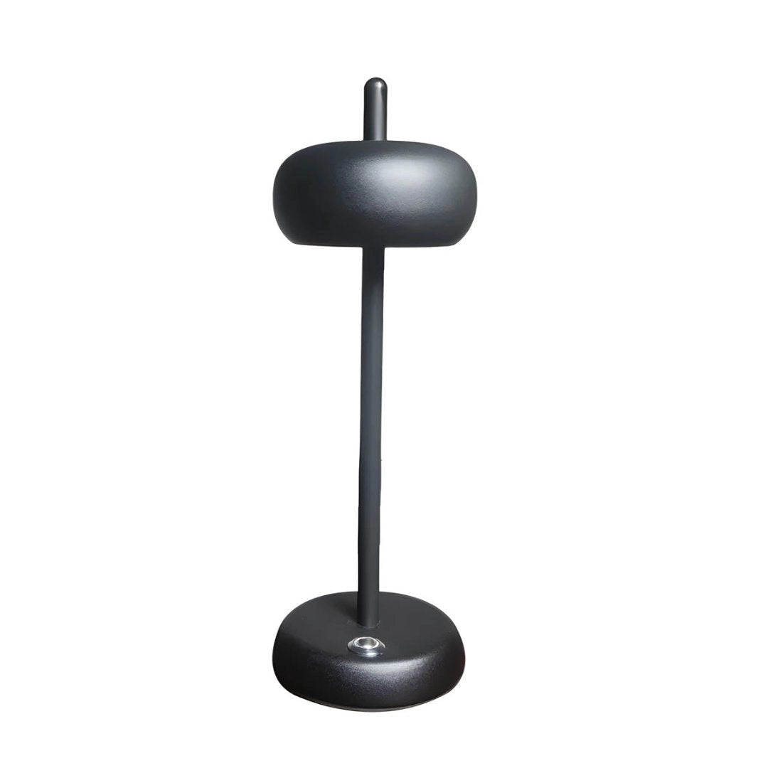 Modern black minimalist floor lamp with adjustable shade, featuring a sleek design and circular base.
