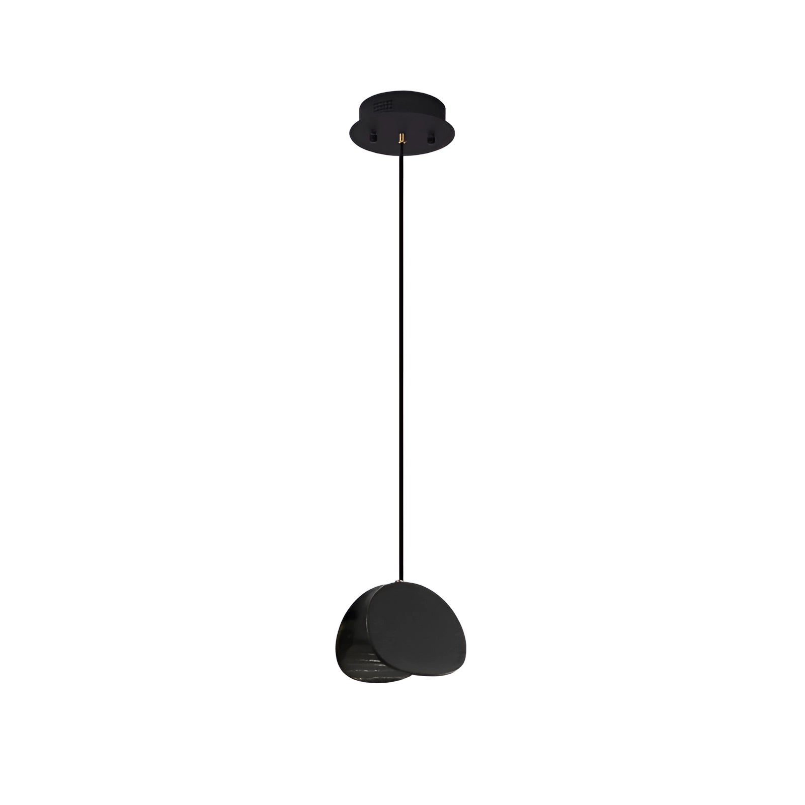 Modern Scandinavian geometric pendant light with a black finish, featuring a single head measuring 17 x 17 cm, hanging from the ceiling with a wood accent, showcasing a sleek and minimalist design.