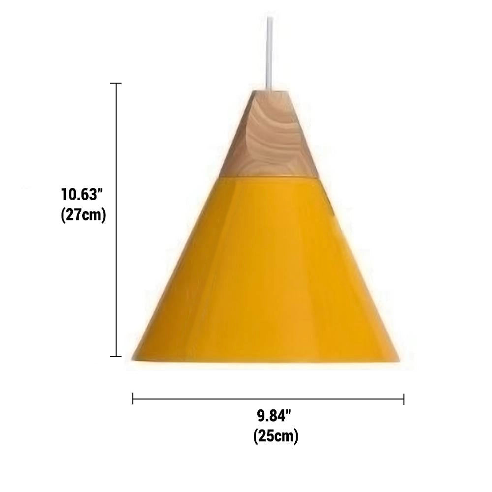 Modern Scandinavian wood pendant light featuring a dual-tone design in gray and yellow with an adjustable height, large size.