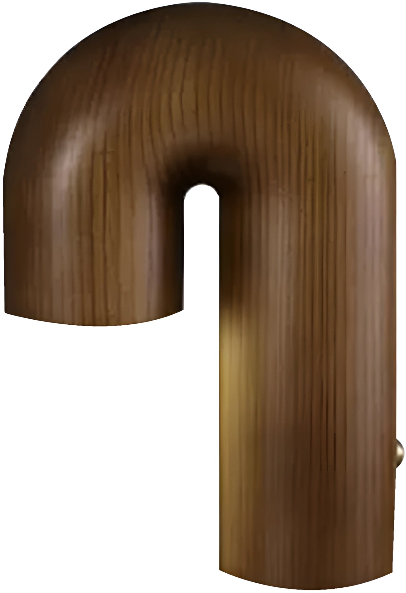 Modern Scandinavian wooden table lamp in walnut finish, featuring a minimalist and stylish design, placed on a wooden table.