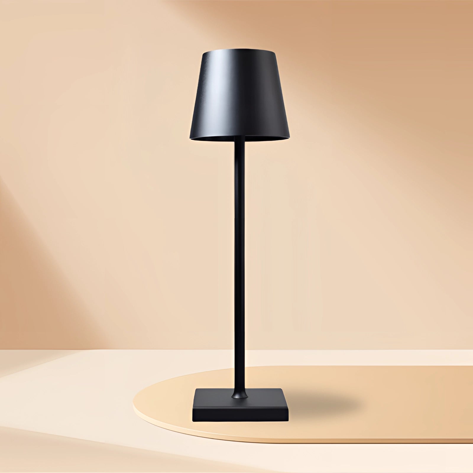 Modern tall black floor lamp with a minimalist design, featuring a rectangular lampshade and sleek stand, suitable for chic living room lighting.